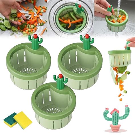 Cactus Kitchen Sink Drain Strainer Press Automatic Dumping Basket