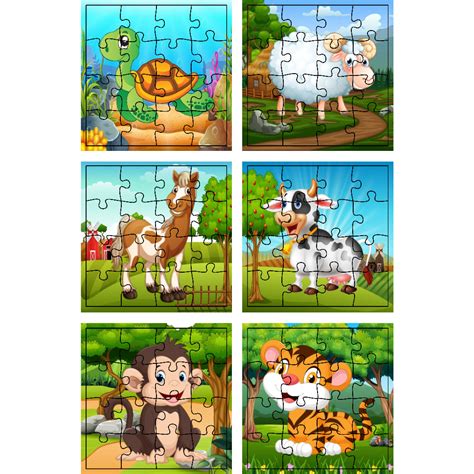 Kit Jogos Quebra Cabe A Animais Safari Infantil Em Madeira Mdf