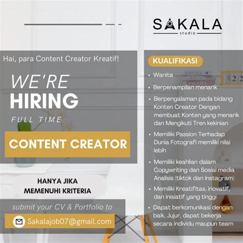 Lowongan Kerja Content Creator Di Sakala Studio LokerSemar Id