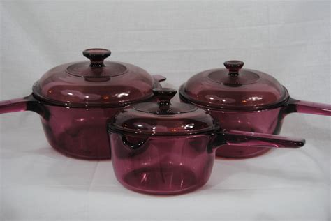 Vintage Corning Pyrex Cranberry Visions Glass Cookware Set