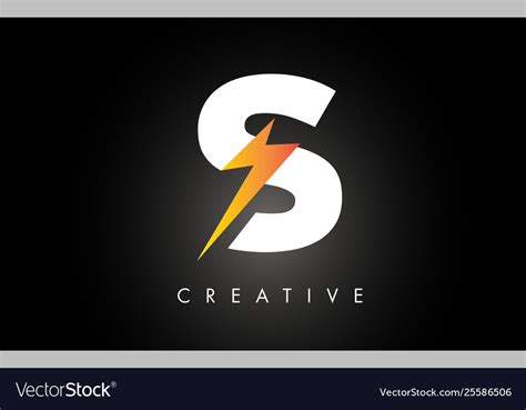 S Letter Logo Design With Lighting Thunder Bolt Vector Image