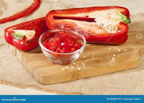 Capsicum Annuum Sadio De Alimentos Pimenta Doce Vermelha Imagem De