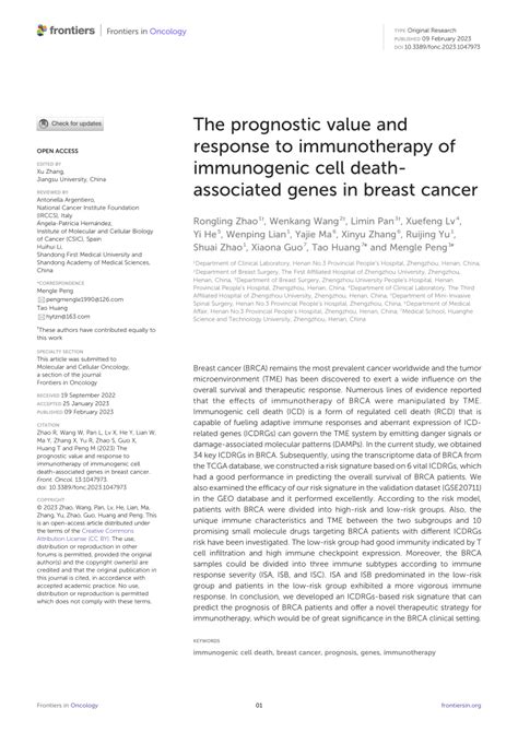 Pdf The Prognostic Value And Response To Immunotherapy Of Immunogenic