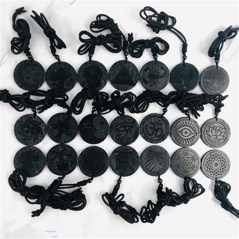 Various Shungite Pendants Engraved Amulets Choose Your Own Different