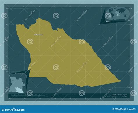 Cuando Cubango Angola Solid Labelled Points Of Cities Stock