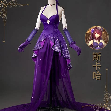 Anime Fate Grand Order Scathach Two Anniversary Purple Dress Uniform