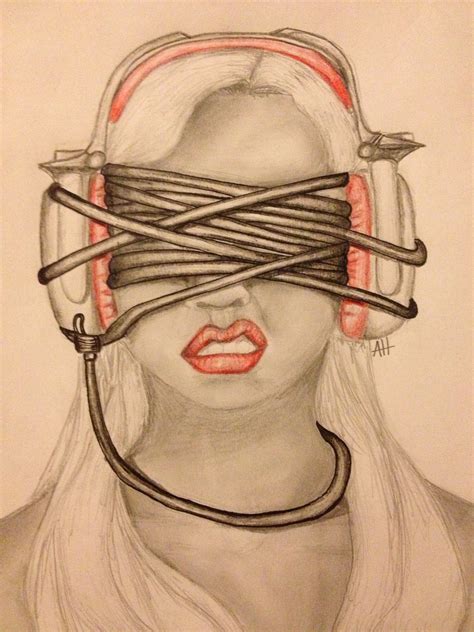 Original Wire Headphones Sketch Sketches Headphones Art Dark Art