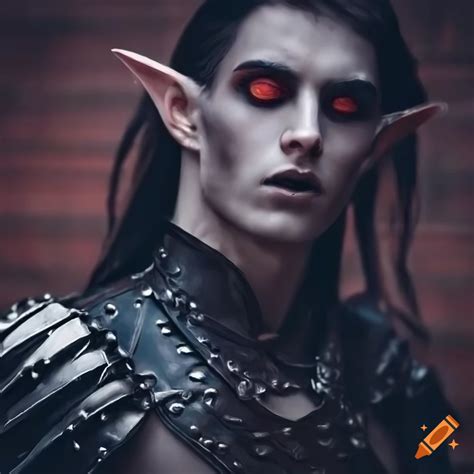 Dark Elf Character With Red Eyes And Black Hair On Craiyon