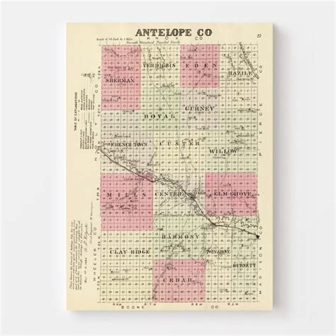 Vintage Map Of Antelope County Nebraska 1885 By Ted S Vintage Art