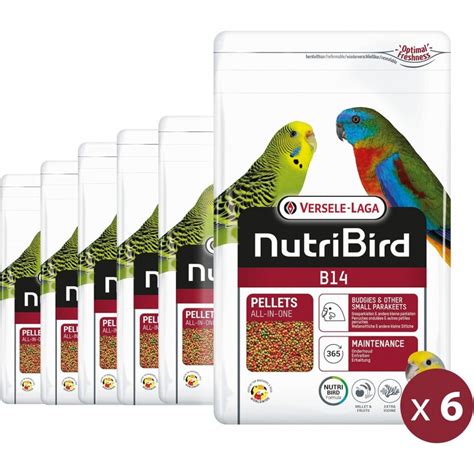 Pack 6 NUTRIBIRD VERSELE LAGA B14 para periquitos y pequeñas psitacidas