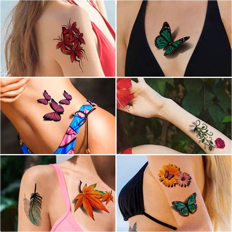 Cerlaza 78 Styles Temporary Tattoos For Women Adults 3d Butterfly