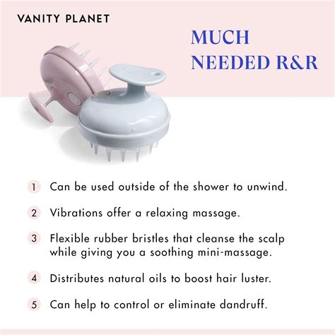 Vanity Planet Scalp Massaging Shampoo Brush Groove Blue Grey Handheld Vibrating Massager For