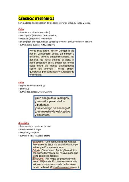 Géneros Literarios Alessandro Pereyra uDocz