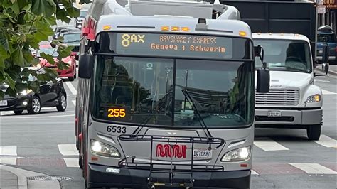 San Francisco Muni 2015 New Flyer Xcelsior Xde60 6533 On Route 8ax