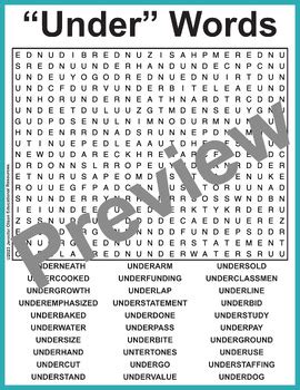 Under Words Word Search By Jennifer Olson Educational Resources