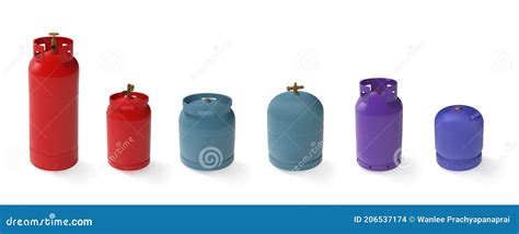 Vector Set Of Different Gas Tanks Lpg Natural Gas Cylinders With