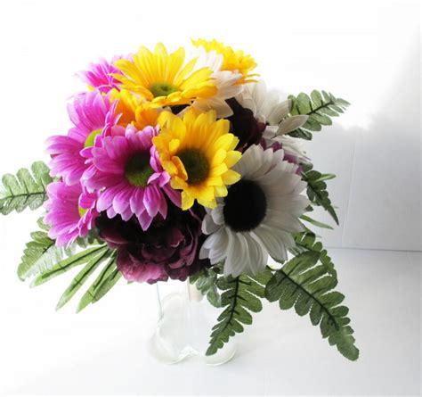 Colorful Silk Flowers Bouquet Sunflowers Peonies Gerberas Bouquet