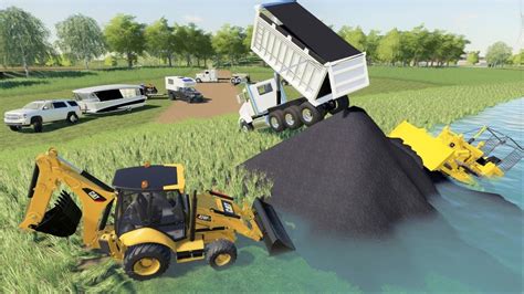 Building Bridge To Get Campers Across Flooded River Farming Simulator