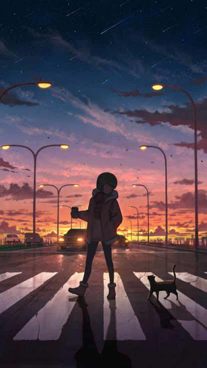 Download Enjoy The Beautiful Anime Sunset From Your Iphone Wallpaper