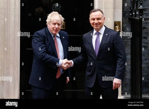 British Prime Minister Boris Johnson Left Greets Polish President