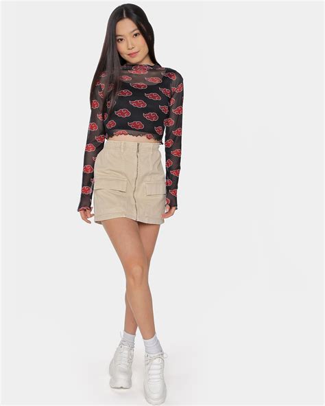 Riachuelo Blusa Cropped Juvenil Manga Longa Em Tule Naruto Preto