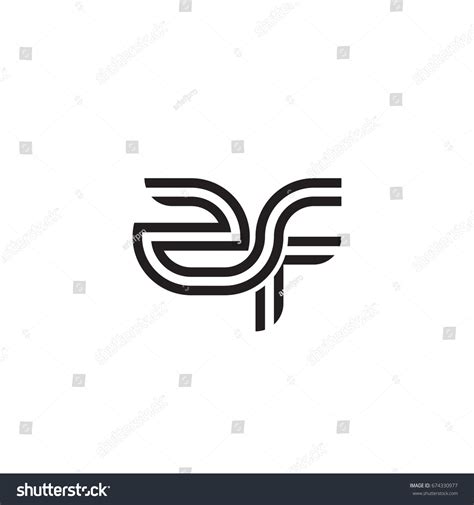 Initial Letter Zf Linked Outline Rounded Royalty Free Stock Vector