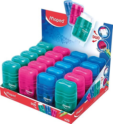 Maped Connect Translucent Duo Eraser And Pencil Sharpener Box Of 24 In