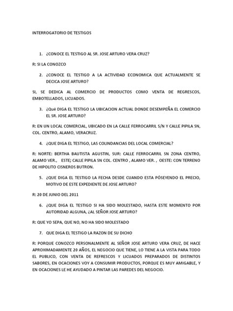 Interrogatorio De Testigos Pdf