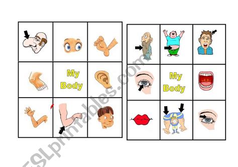 Lets Play Bingo Body Parts Esl Worksheet By Maalpo