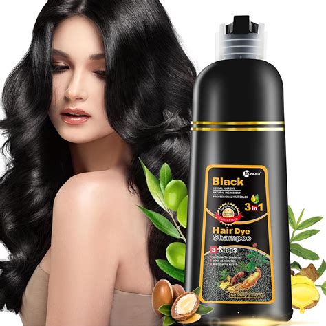 Leorx Black Hair Dye Shampoo 169 Fl Oz 3 In 1 Color For Gray Hair Instant