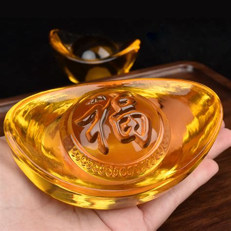 [fortune Destiny] Feng Shui Glass Ingot Yuan Bao With Fu 50mm 60mm 古法琉璃福元宝摆件 1粒 Shopee Malaysia