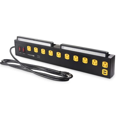 10 Outlet Surge Protector Power Strip With USB Charging And LED Worklight