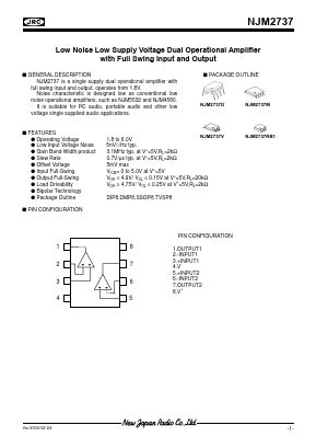 NJM2737 Datasheet PDF Japan Radio Corporation Low Noise Low Supply