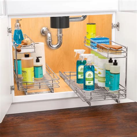 Slide Out Under Sink Kitchen Cabinet Organizer Chrome Under Sink