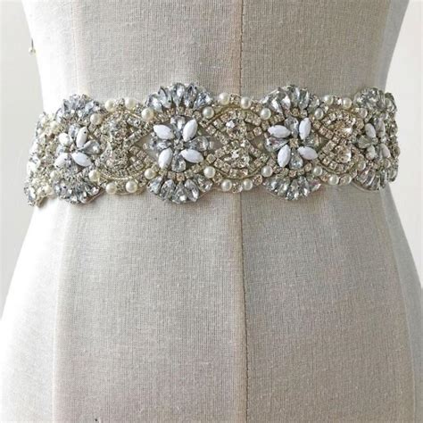 Hot Glued Bridal Sash Rhinestone Appliquesbeaded Crystal Satin Belt