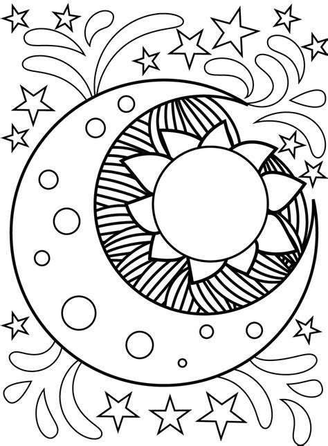 Sun And Moon 2 Coloring Page - Free Printable Coloring Pages for Kids