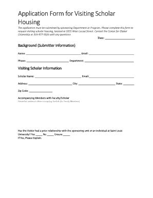 Fillable Online Slu Application Form For Visiting Scholar Housing Fax