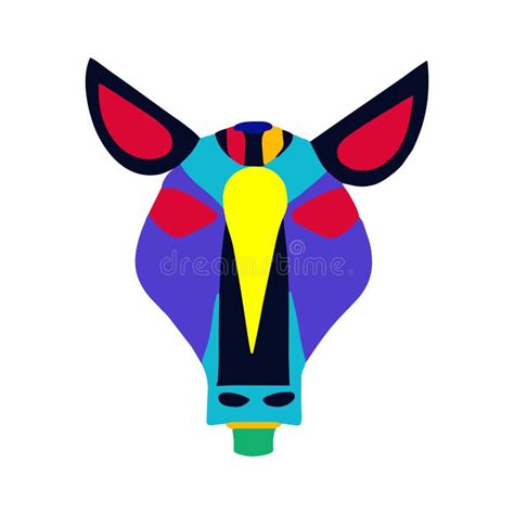 Animal Head Face In Totem Mask Style Abstract Carton Character Horse