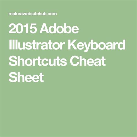 Adobe Illustrator Keyboard Shortcuts Cheat Sheet Make Nbkomputer