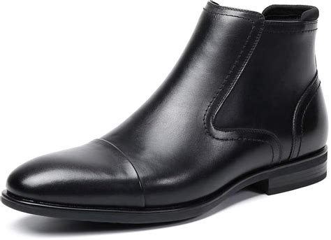 Men Leather Chelsea Boots With Zipper Formal Dress Boots With Cap Toe