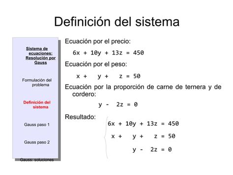 Resoluci N Sistema Ecuaciones Gauss Ppt