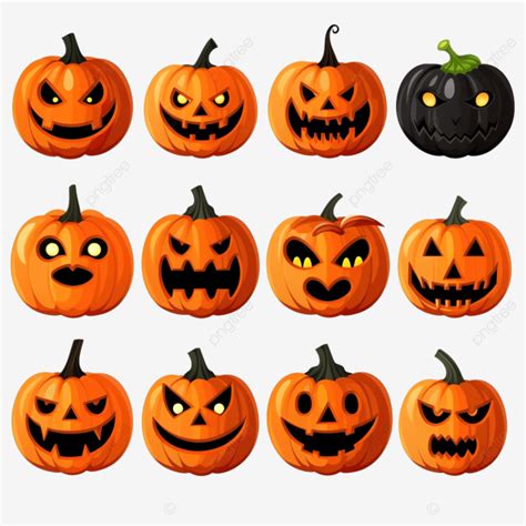 Conjunto De Diferentes Calabazas PNG Símbolo Principal De Halloween