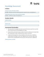 Vu Ae Kn Of Docx Knowledge Assessment Criteria Unit Code Name