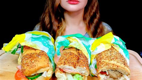 Asmr Subway Sandwiches Mukbang Eating Sounds Youtube