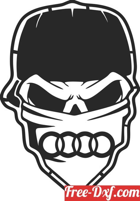 Download Skull With Audi Logo L7xdt High Quality Free Dxf Files