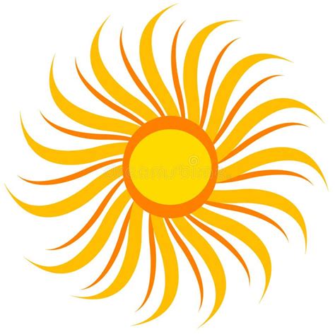 Yellow Sun Isolated On White Vector Icon Stock Vector Illustration