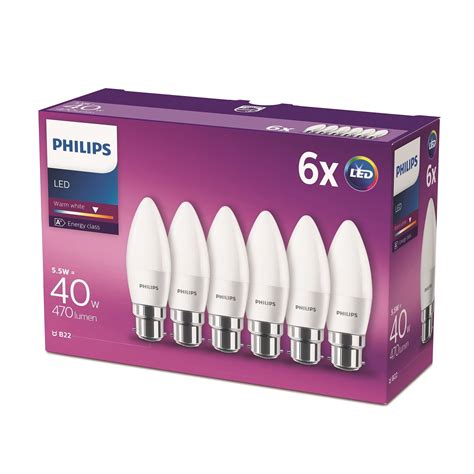 Philips Led B Bayonet Cap Candle Light Bulb Frosted W W