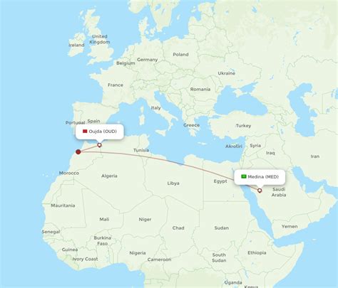 All Flight Routes From Oujda To Madinah Oud To Med Flight Routes