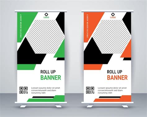 Roll up banner plantilla de diseño Vector Premium