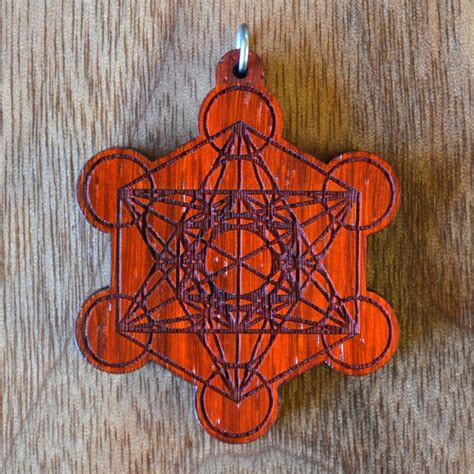 Metatrons Cube Hardwood Pendant Lasertrees